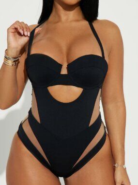 Megan Cutout 1 Piece Swimsuit - Black